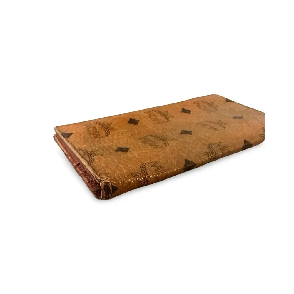 Authentic Vintage MCM Visetos Monogram Long Bifold Leather Wallet – Cognac uni